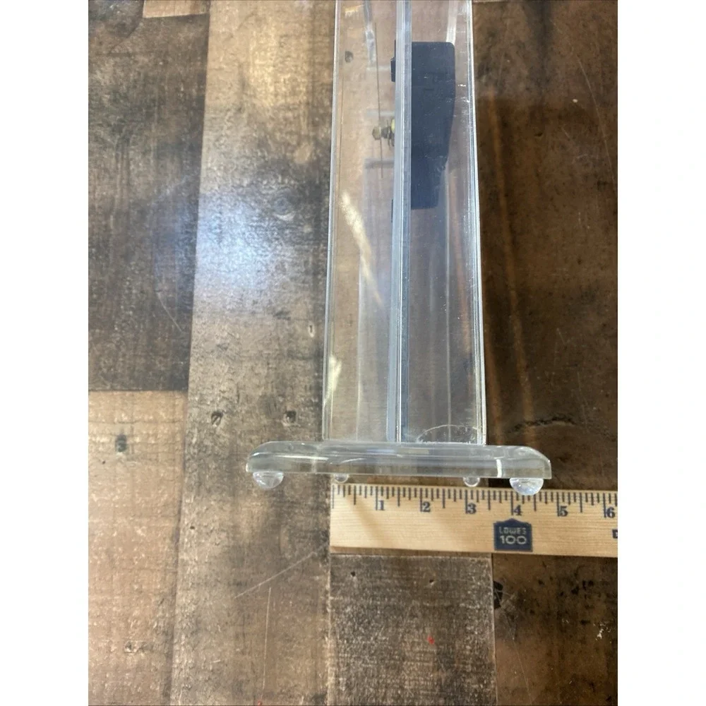 Van Teal Art Deco MCM Lucite Sculpture Mantle‎ Clock Mirrored Face Brass Hands